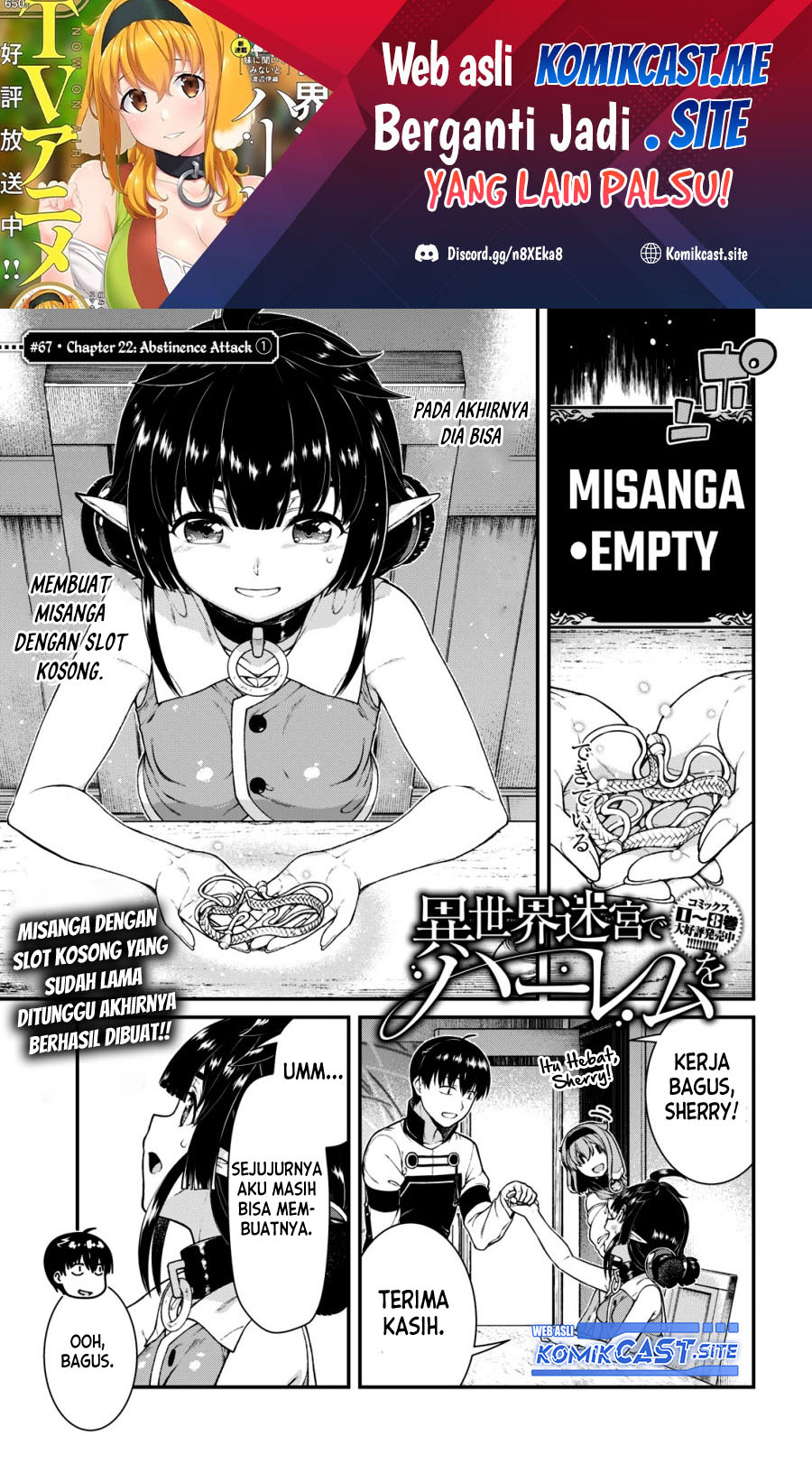 Isekai Meikyuu de Harem wo Chapter 67 Bahasa Indonesia
